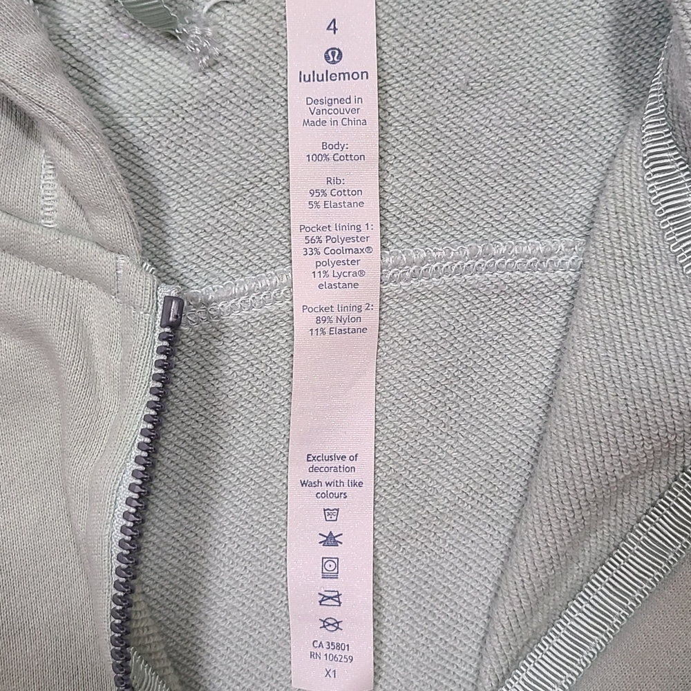 Lululemon Athletica Scuba Cool & Collected Hoodie Mint Green Zip Jacket Size 4 - Picture 4 of 9